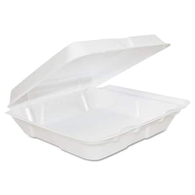 Boardwalk 9 in. x 9 in. x 3.19 in. White Bagasse Food Containers Hinged-Lid  1-Compartment (100/Sleeve 2-Sleeves/Carton) BWKHINGEWF1CM9 - The Home Depot