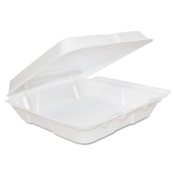 DART White Foam Hinged Lid Containers, 8 x 8 x 2.25,200/Carton