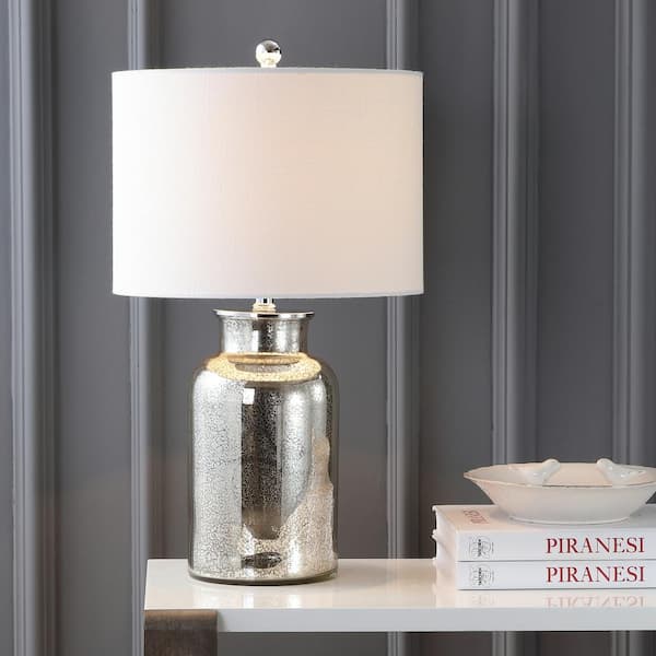 JONATHAN Y Esmee 24.5 in. Mercury Silver Mercury Glass Table Lamp