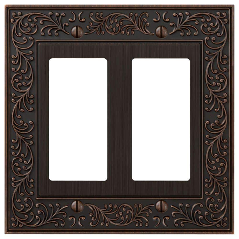 Aged Bronze Double Rocker Cast Metal Wallplate