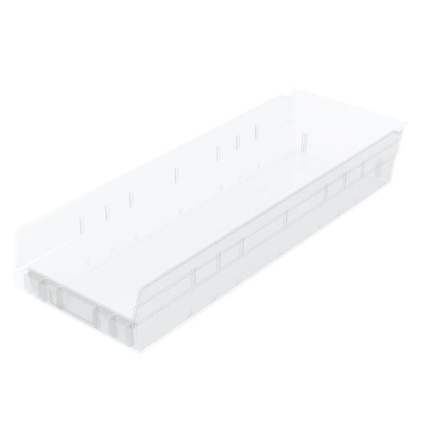 30184 Plastic Storage Shelf Bins, 23 1/2 in. D x 8 1/2 in. W x 4 in. H, Clear, 6-pack