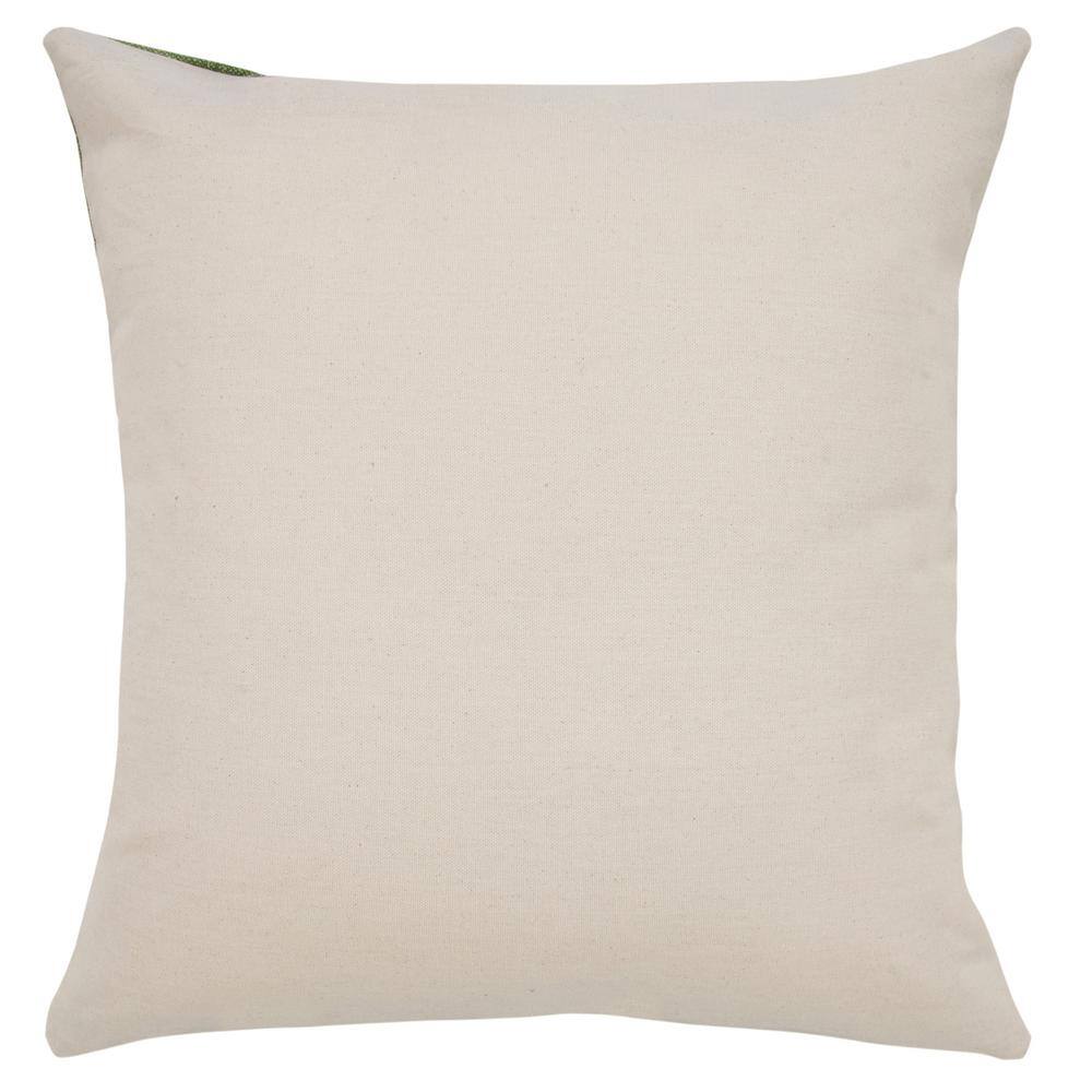 Green and White Cotton Polka Dot Striped Throw Pillow