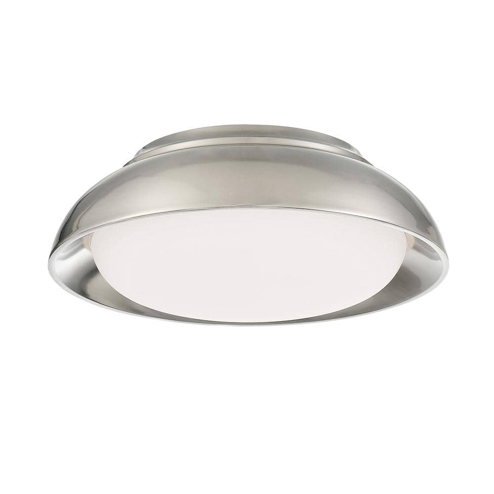 Modern Brushed Nickel LED Flush Mount with Acrylic Shade