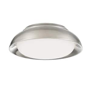 Vantage 12 in. 1-Light Brushed Nickel LED Flush Mount with White Acrylic Shade