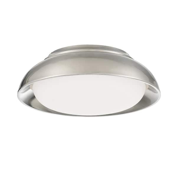 Minka Lavery Vantage 12 in. 1-Light Brushed Nickel LED Flush Mount with White Acrylic Shade