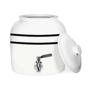 5 gal. Porcelain Ceramic Crock Beverage Serveware with Stainless Steel Faucet and Lid