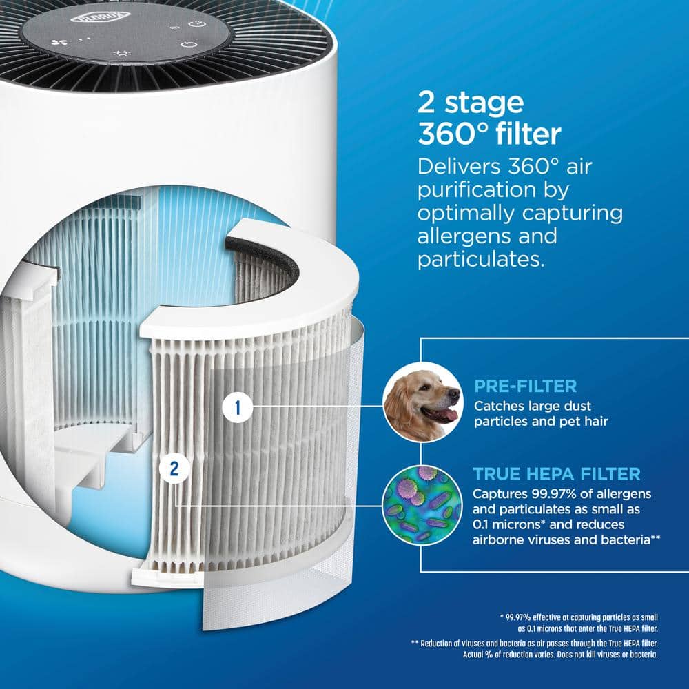 White Tabletop True HEPA Air Purifier with Touch Controls