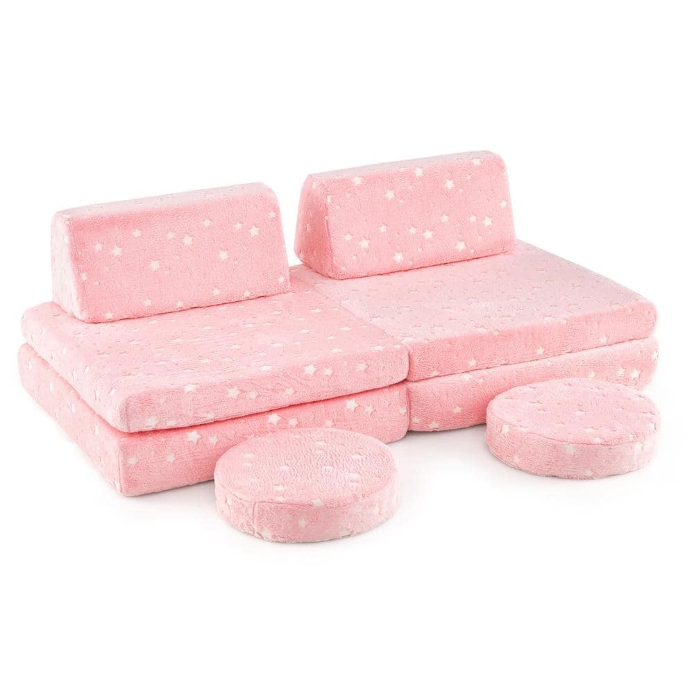 Modular Kids Play Couch Glow in the Dark Flannel Fabric Foldable Cushions Portable Handles OEKO-TEX ASTM