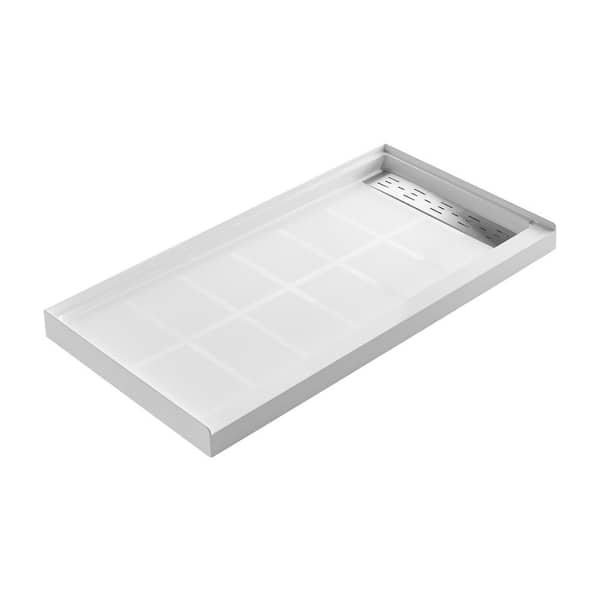 RAINLEX 48 in. L x 36 in. W Alcove Shower Pan Base with Right Drain