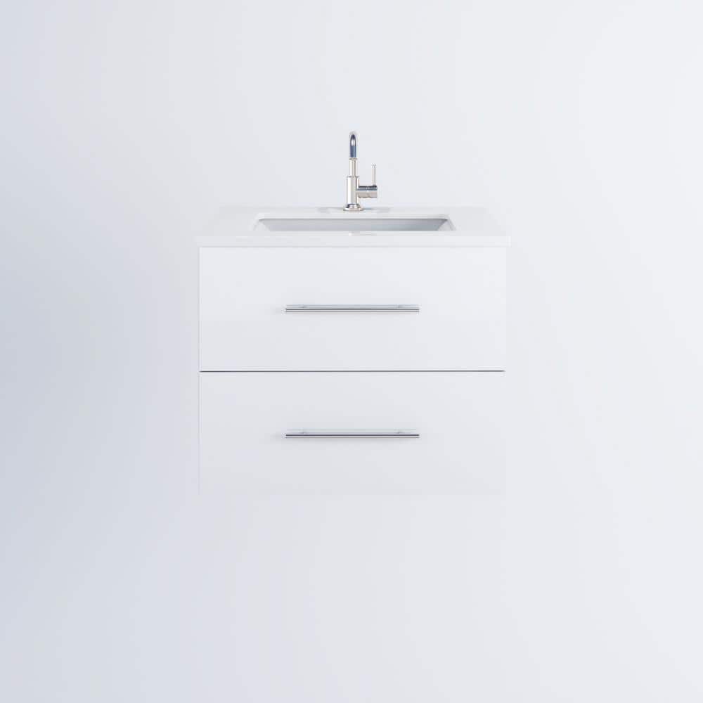 Napa 30 W x 22 D x 21-3/8 H Single Sink Bathroom Vanity Wall Mounted in Glossy White with White Quartz Countertop price history on PriceWatchPro