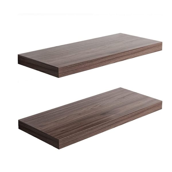 30 in. W x 12.75 in. D Walnut Decorative Wall Shelf