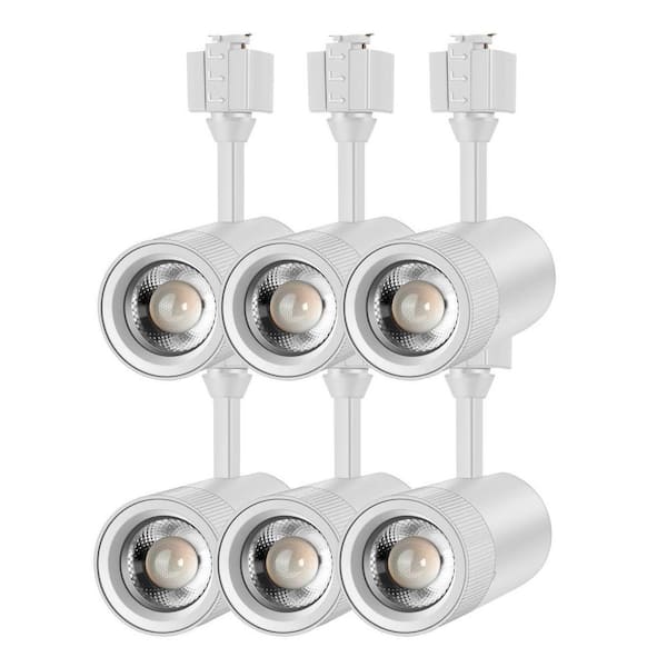 J-Type White Integrated LED Linear Track Lighting, Cylinder Track Head, Soft White, 3000K, 1200LM, CRI90 (6-Pack)