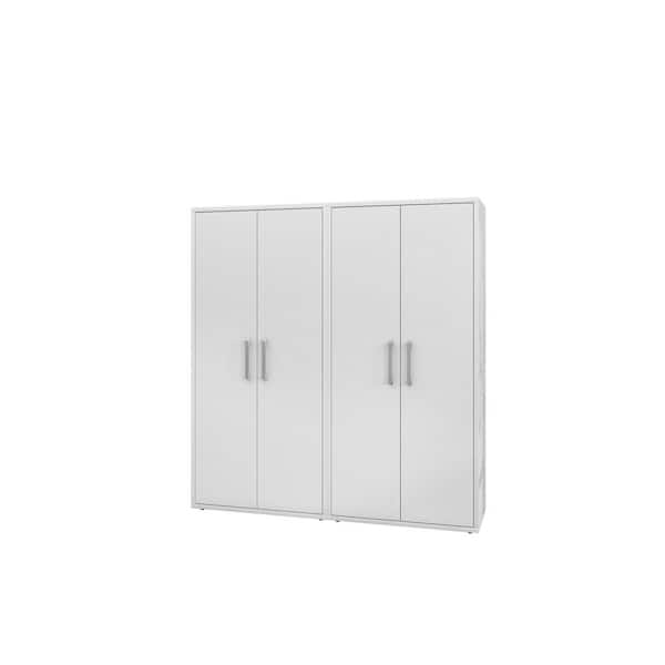 Manhattan Comfort Eiffel 35.43 in. W x 73.43 in. H x 17.72 in. D 4-Shelf Freestanding Cabinet in White (Set of 2)