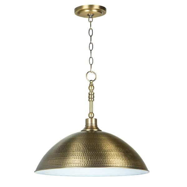 CRAFTMADE Timarron 100-Watt 1-Light Legacy Brass Finish Pendant Light with Steel Shade, No Bulbs Included