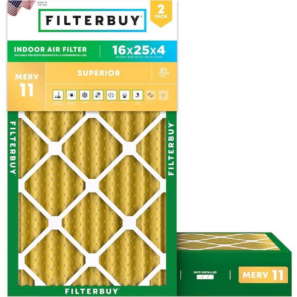 16 in. x 25 in. x 4 in. MERV 11 (FPR 7) Allergen Defense Pleated HVAC AC Furnace Air Filters Replacement (2-Pack)