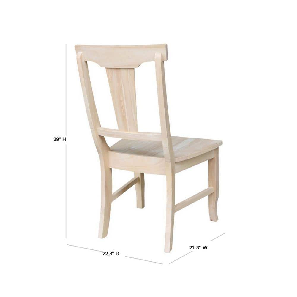 Set of 2 Unfinished Solid Wood Panel Back Dining Chairs