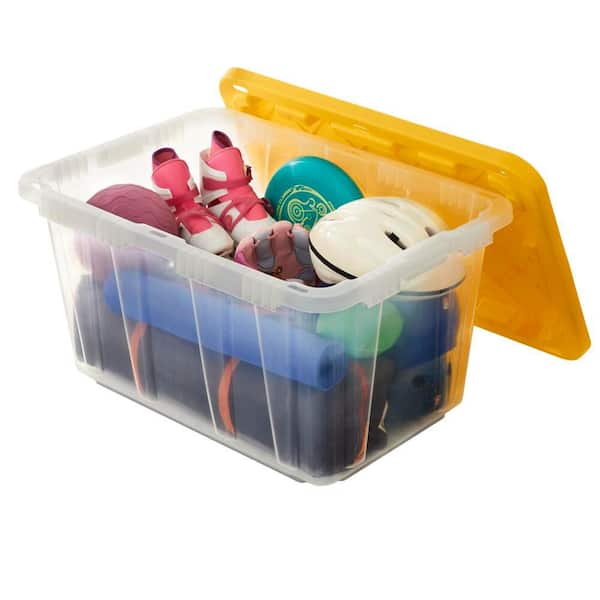Reviews for HDX 27 Gal. Storage Tote in Clear with Yellow Lid