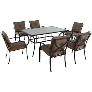 Crawford 7-Piece Steel Outdoor Dining Set with Copper Brown Cushions