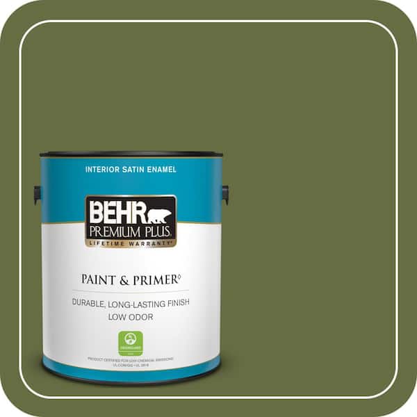 BEHR PREMIUM PLUS 1 gal. #MQ6-62 Coconut Grove Satin Enamel Low Odor Interior Paint & Primer