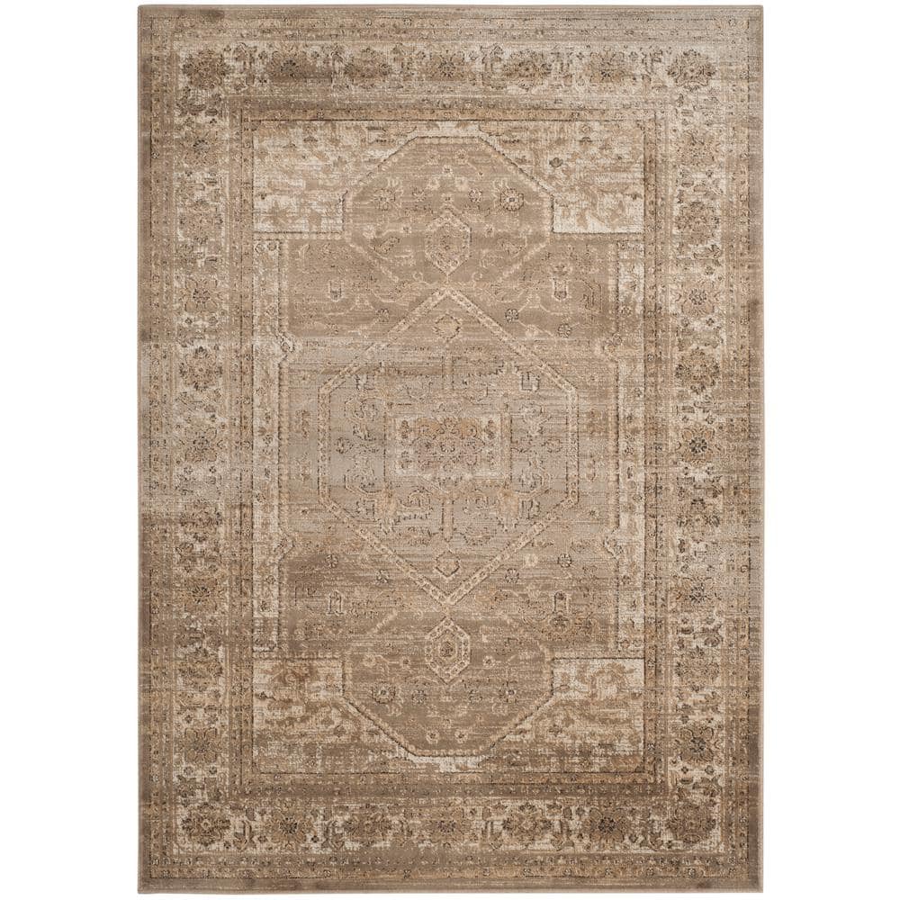 Vintage Light Brown Rectangular Viscose Area Rug
