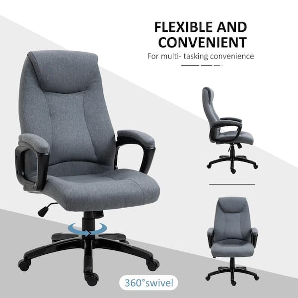 High Back Gray Fabric Ergonomic Computer Chair with Height Adjustable Arms 
