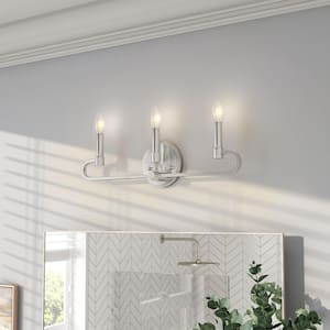 Summit 20 in. 3-Light Brushed Nickel Modern Traditional Vanity with Candelabra-Style Curves