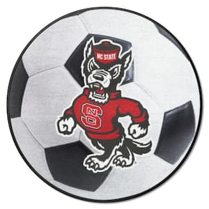 NC State Wolfpack White 27 in. Soccer Ball Area Rug