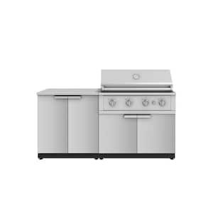Outdoor Kitchen 72 in. W x 24 in. D x 48.5 in. H Stainless Steel 4-Piece Cabinet Set 40 in. Performance NG Grill