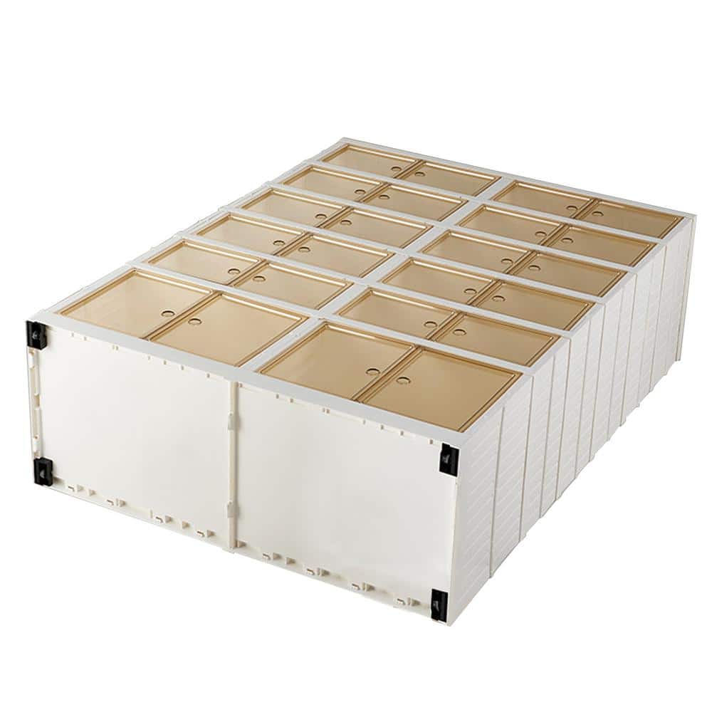 White 6-Tier Plastic Shoe Storage Rack with Clear Doors