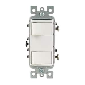 15-Amp Commercial Grade Combination Two Single Pole Rocker Switches, White