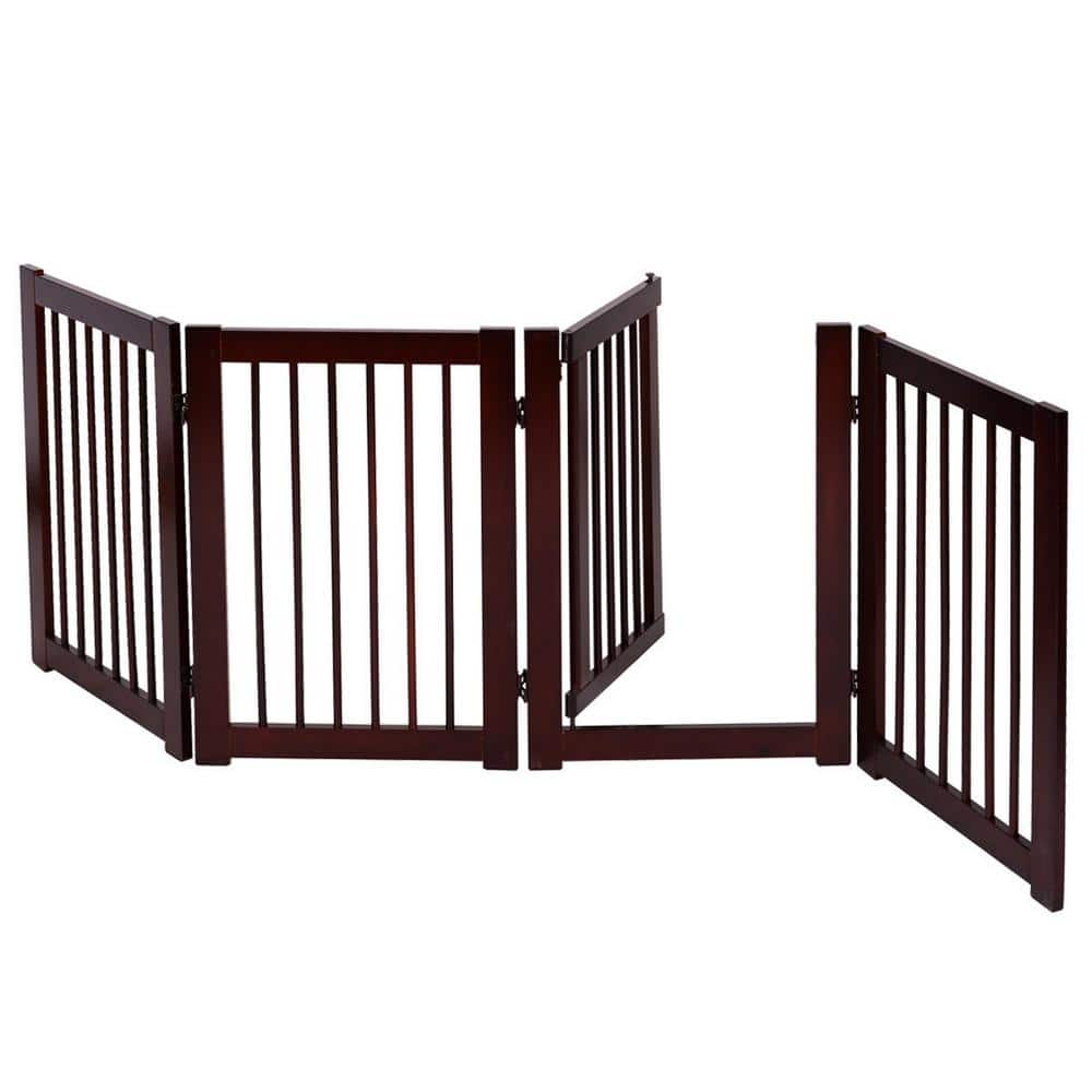 WELLFOR 30 in. H Wood Gate Configurable Folding Freestanding 4 Panel ...