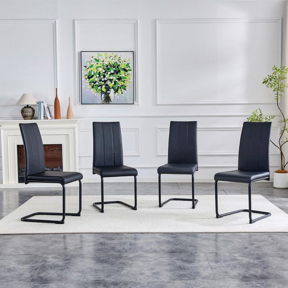 alflex ダイニングチェア 4点セット Black leather　 Polibi Black Faux Leather Dining Chairs Set of 4 RS011-9222785