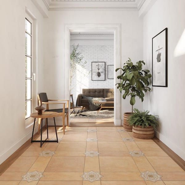 Terralis 7 in. x 7 in. Matte Terracotta Soft Gray-Blue Porcelain Star Wall and Floor Tile (6.46 sq. ft./case) - 16 Pack