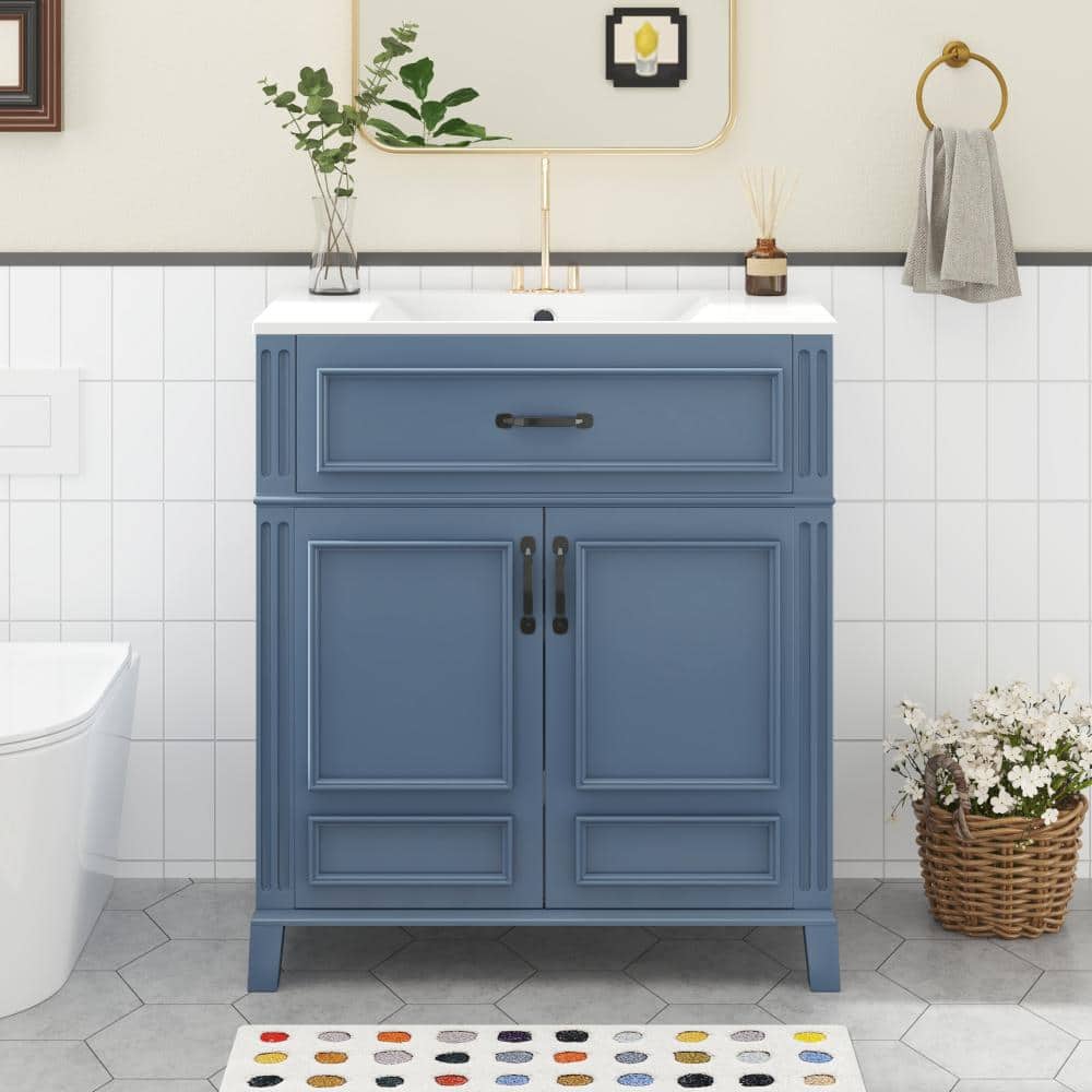 "30"" Blue Retro Bathroom Vanity with Ceramic Sink & Soft-Close Doors" price history on PriceWatchPro