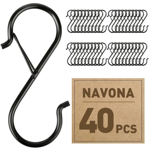 3.5 in. Heavy Duty Metal S Hooks for Hanging Plants, Kitchen Utensils, Pots, Pans, Bags with Safety Buckle, 40-Pack
