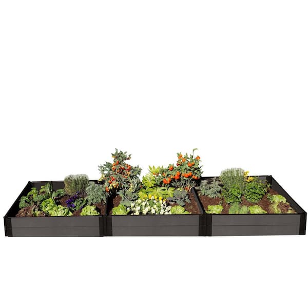 Frame It All Tool-Free 4 ft. x 12 ft. x 11 in. Weathered Wood Composite Raised Garden Bed - 1 in. profile