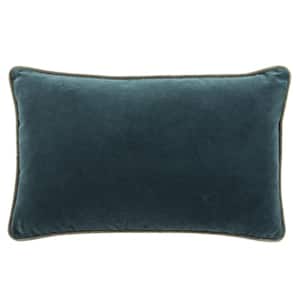 Larabee Solid Teal/ Cream Poly Lumbar Pillow