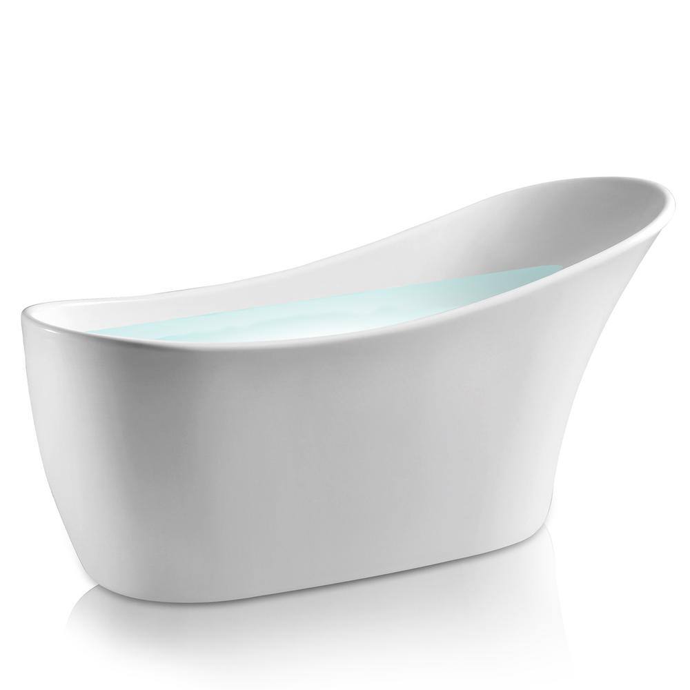 AKDY 59 in. Acrylic Single Slipper Flatbottom Non-Whirlpool Bathtub in  Glossy White BT0125 - The Home Depot