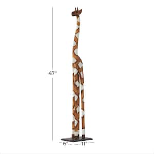 Brown Wood Giraffe Sculpture