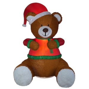 8.5 ft. Animated Hugging Teddy Bear with Santa Hat Inflatable