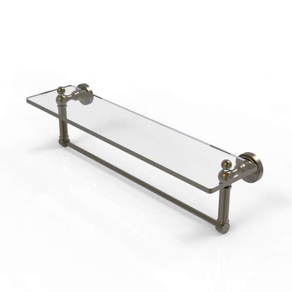 Allied Brass Waverly Place Collection 22 in. Glass Vanity Shelf with  Integrated Towel Bar in Antique Brass WP-1TB/22-ABR The Home Depot