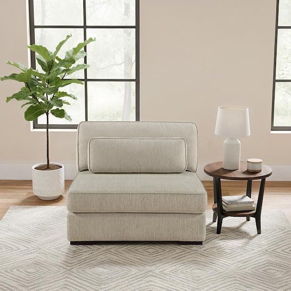 Crandall Pewter Chenille Fabric Upholstery Armless Accent Chair