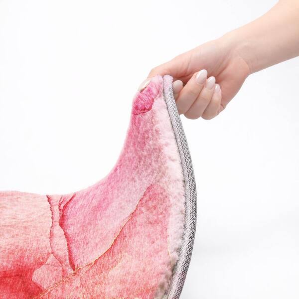 Dream Shag Premium Machine Washable Abstract ADS507 Pink 8 ft. x 8 ft. Round Rug