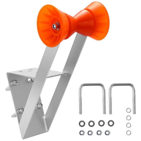 Boat Trailer Winch Stand, 2 to 3 in. Winch Posts, Boat Trailer Winch Seat with TPU Orange Roller & U-Bolts, Silver