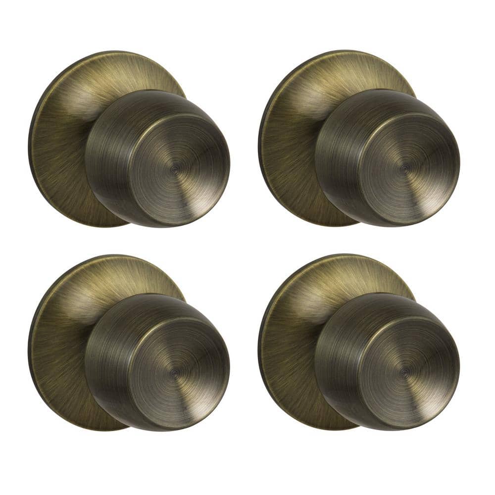 Brandywine Antique Brass Hall/Closet Value Door Knob (4-Pack)