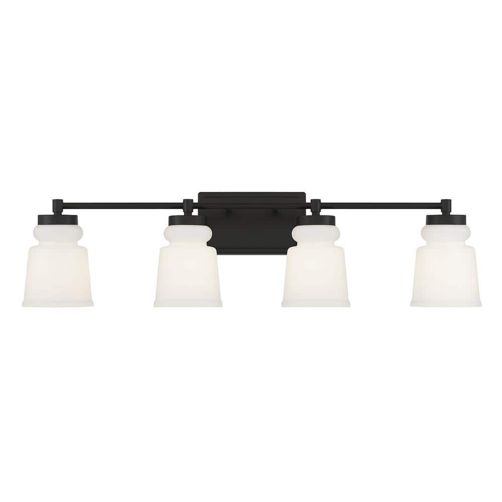32 in. W x 8.5 in. H 4-Light Matte Black Bathroom Vanity Light with Frosted Glass Shades price history on PriceWatchPro