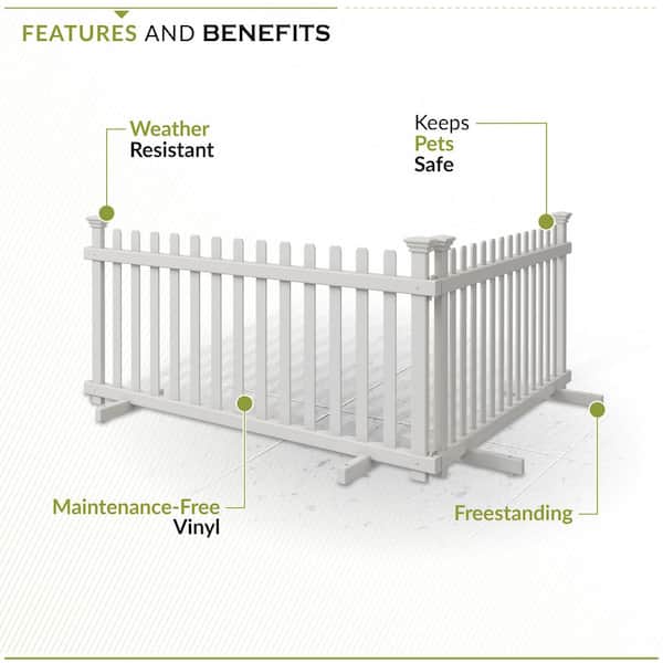 Zippity Outdoor Products Portable Puppy 2 ft. x 4 ft. White Vinyl Fence Panel Kit (2 Pack)