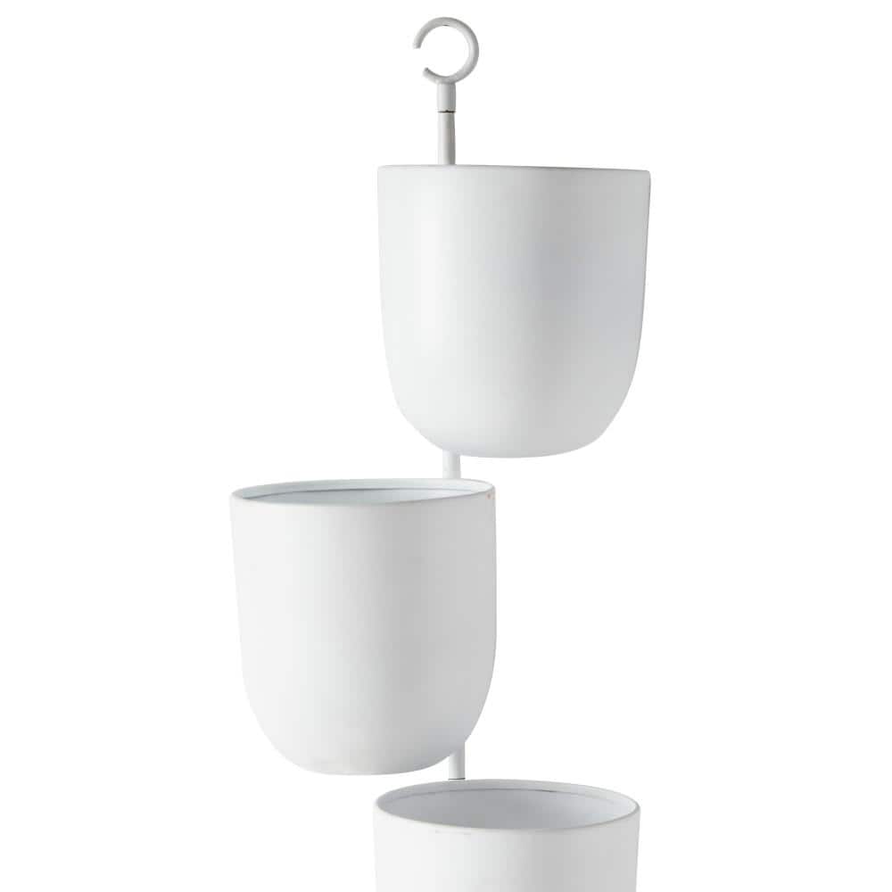 The Novogratz Layered White Metal Wall Planter, 12" x 25"