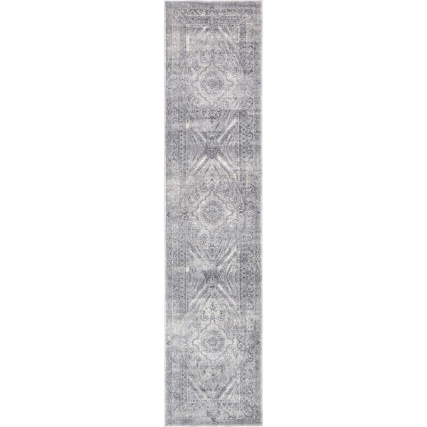 Unique Loom Chateau Wilson Dark Blue 3' 0 x 13' 0 Runner Rug