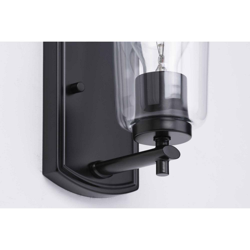 Adley Black Steel Wall Sconce with Clear Glass Shade